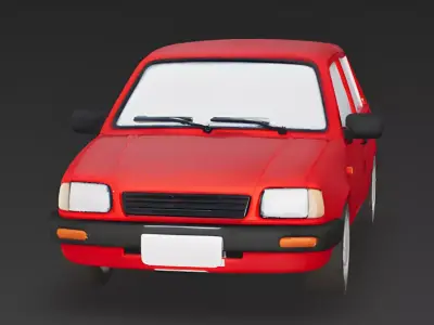 Stylized Red City Hatchback 3D Model Low-poly 3D model