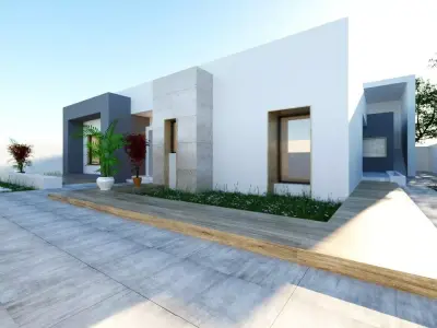 3D Model Modern House on Open Plot  Low-poly 3D model