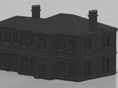 Brick cottage in english style 3D print model