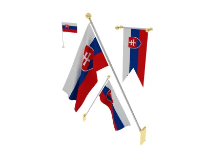 Flags of Slovakia  3D model