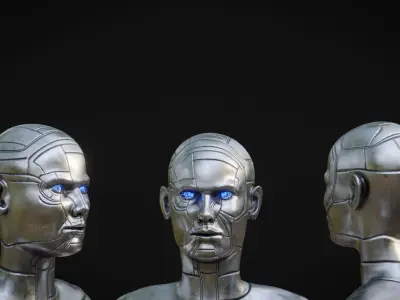 Female Robot Head Low-poly 3D model