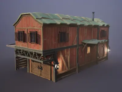 Stylized farmhouse  Low-poly 3D model