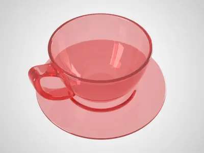 Coffee Cup Clear Glass Light Red Color 3D model
