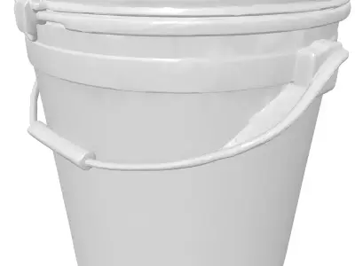 White Plastic Utility Bucket with Lid Low-poly 3D model