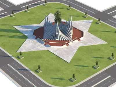 City Center Roundabout Road Low-poly 3D model