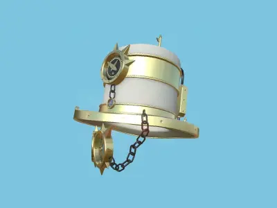 Steampunk Hat 02 White Gold - SciFi Character Design Low-poly 3D model