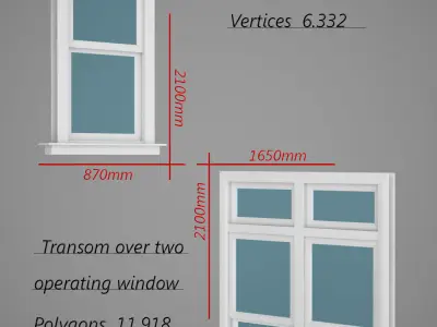 Double hung windows wood collection  3D model