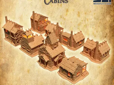 Modular Forest Cabins Tabletop Terrain 28 MM 3D print model