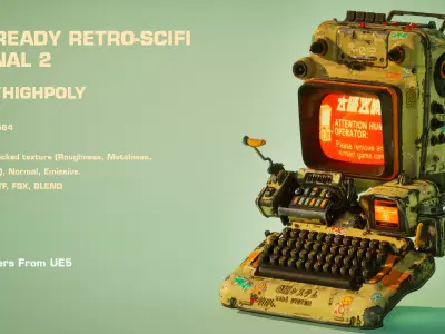 Cyberpunk Retro Scifi Terminal Game ready 3D model