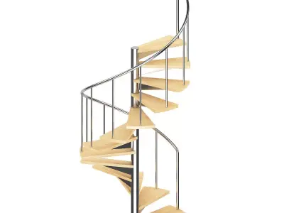 Wooden Spiral Stairs 2 3D model