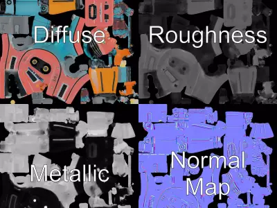 Retro Toy Robot model pack Low-poly 3D model