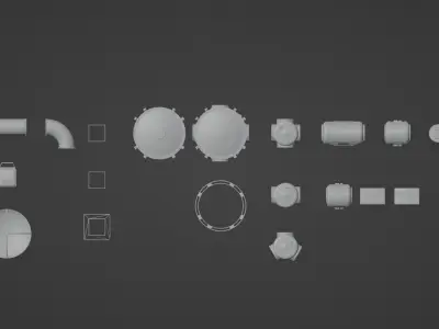 Lunar base kitbash 3D model