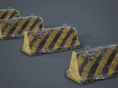 Roadblock Low Poly Prop With Lod Low-poly 3D model