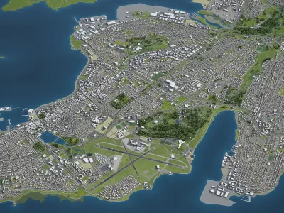 Iceland - full country map Low-poly 3D model