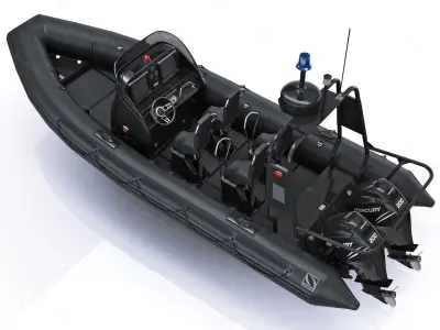  Military inflatable boat Zodiac and engine Mercury Verado 200 RHIB 