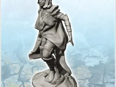 Horned woman with running sheepskin 3 - Medieval Fantasy Magic F 3D print model