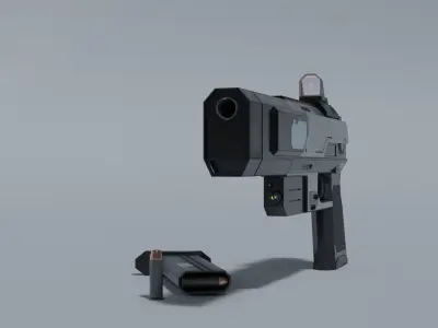 Sci-fi pistol Low-poly 3D model