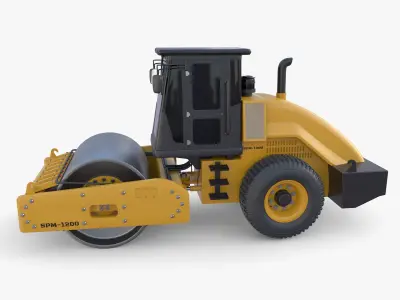 Road roller V7 Low-poly 3D model