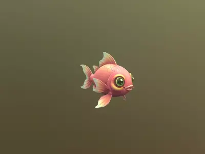 Stylized Pink Pearl-Scale Fish - PBR Low-poly 3D model