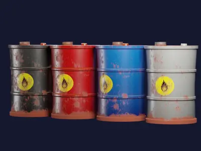 Stylized Low-poly Oil Barrel 3D Model Low-poly 3D model