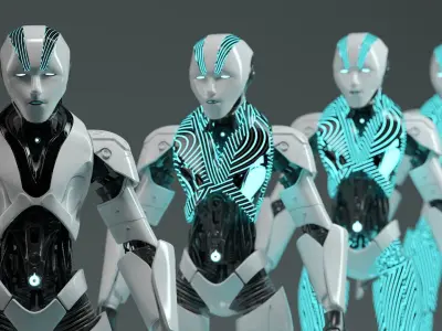 Futuristic Humanoid Robot V2 Low-poly 3D model