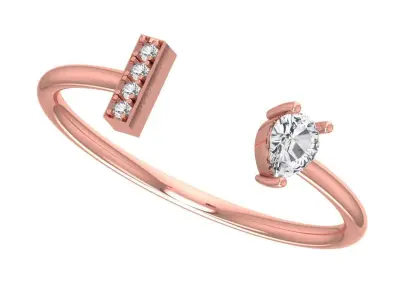 Solitaire Women Pear Stone Band Ring 3D print model
