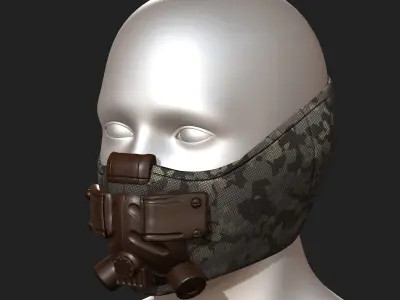 Gas mask respirator scifi futuristic  Low-poly 3D model