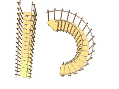 Wood Stairs 2 3D model