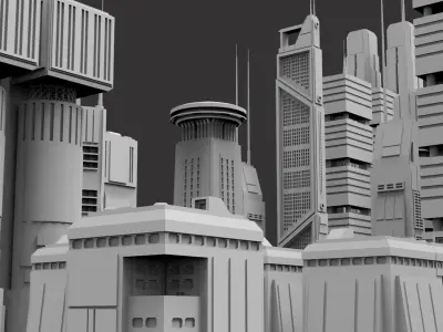  71 Sci-Fi Skycrapers and Buildings Kitbash - Cyberpunk Futuristic City 
