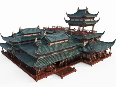 Ancient architecture Low-poly 3D model