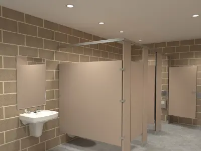 Public Building-005 Restroom with Interior 3D model