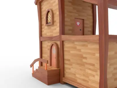 Wooden House Low-poly 3D model