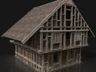 Next Gen AAA FANTASY MEDIEVAL VIKING WOODEN TOWN HOUSE Low-poly 3D model
