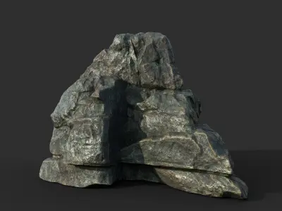 Low poly Cracked Rock B 210221 Low-poly 3D model