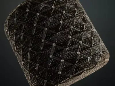 Black Sci-fi Geodesic Wall Mesh PBR Seamless Texture