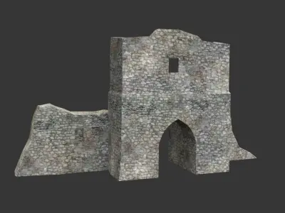 Gatehouse stone building Low-poly 3D model
