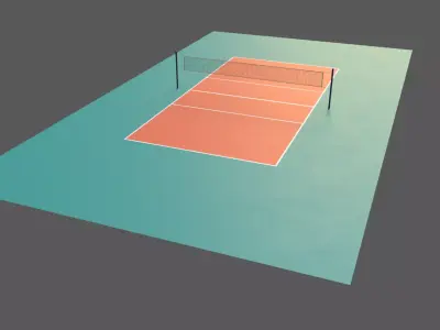 PBR Volleyball Court Floor and Net Low-poly 3D model