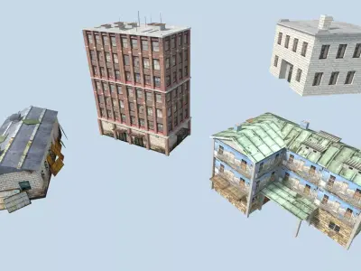 industrial buildings pack Low-poly 3D model