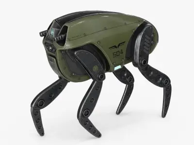 Sci Fi Robot Droid 4 colors Rigged Low-poly 3D model