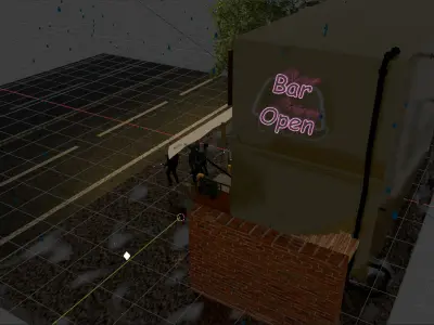 Blender Midnight Street View Low-poly 3D model