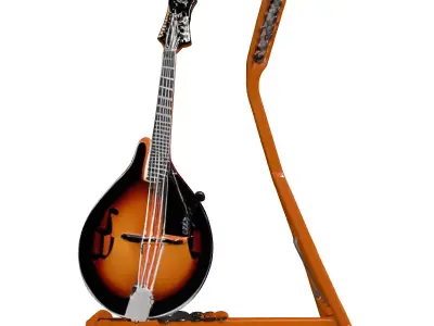 Mandolin Musical Instrument with Stand Low-poly 3D model