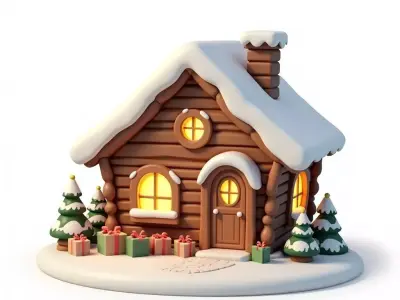 Cartoon Christmas Gingerbread House 3D Model Low-poly 3D model