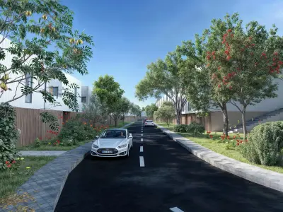 Graduation Project - Eco-community with nZEB houses Low-poly 3D model