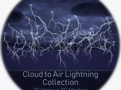 Realistic 3D Lightning Collection CA-01 - 20 3D Model Pack