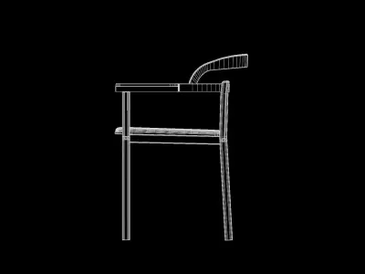 Dining  wooden table and chairs 3D model