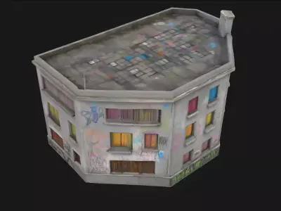 Graffiti Abode  Urban Shelter with Rebellious Flair 3D model