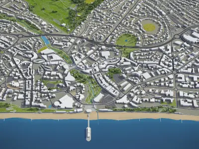 Poole - Bournemouth Low-poly 3D model