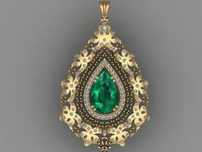Gold Diamond Women pendant 3D print Model 3D print model