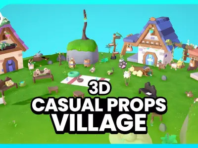 3D Casual Props Village Low-poly 3D model