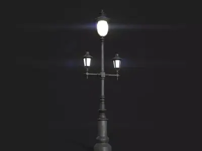 Triple Lamp Post 2 Low-poly 3D model